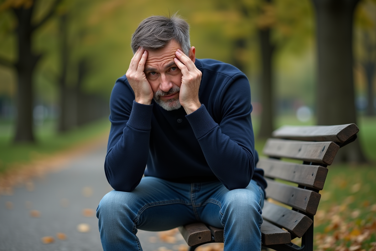 Homme assis sur un banc dans un parc