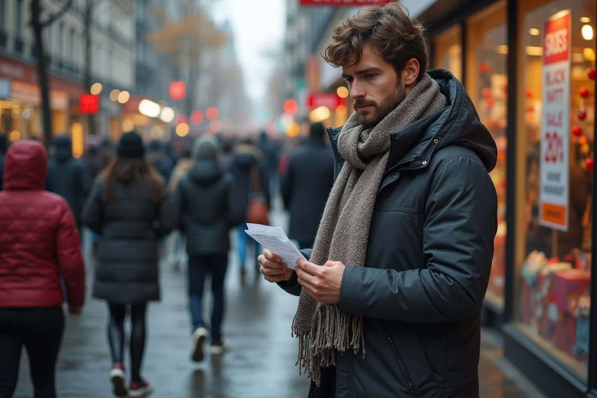 Jeune homme regrette ses achats en ville