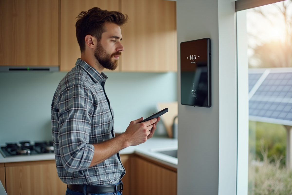 Jeune homme regardant un moniteur d