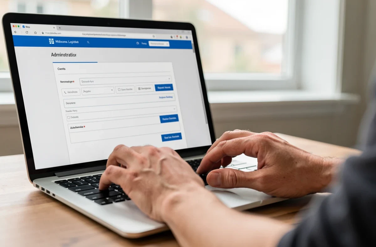 Mains saisissant une déclaration d'activité sur un ordinateur portable