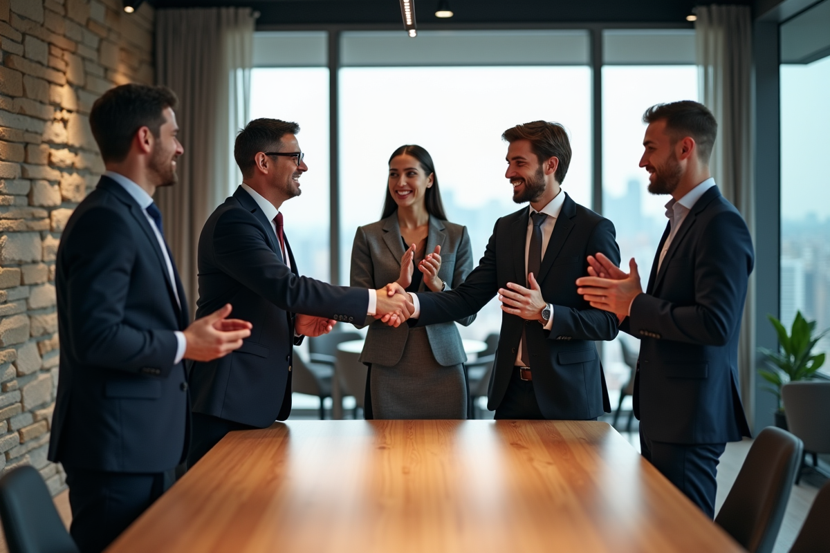 Groupe de professionnels applaudissant lors d